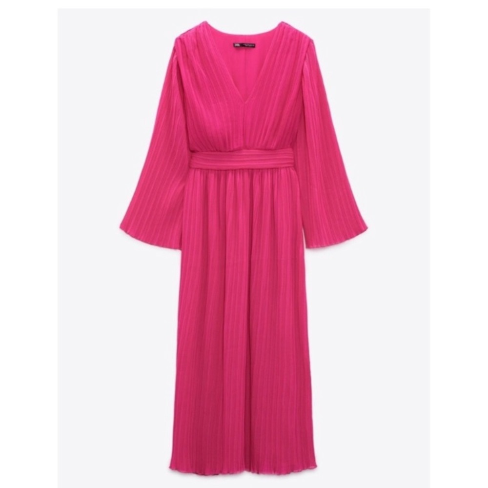 NWT Zara Pleated Fuschia Dress